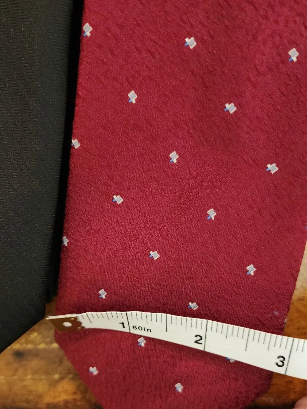 3pc Men’s Tie Lot Bespoke Bellagio George Polyester Striped Black Burgundy